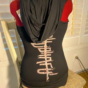 Black gothic sexy blouse with hoodie